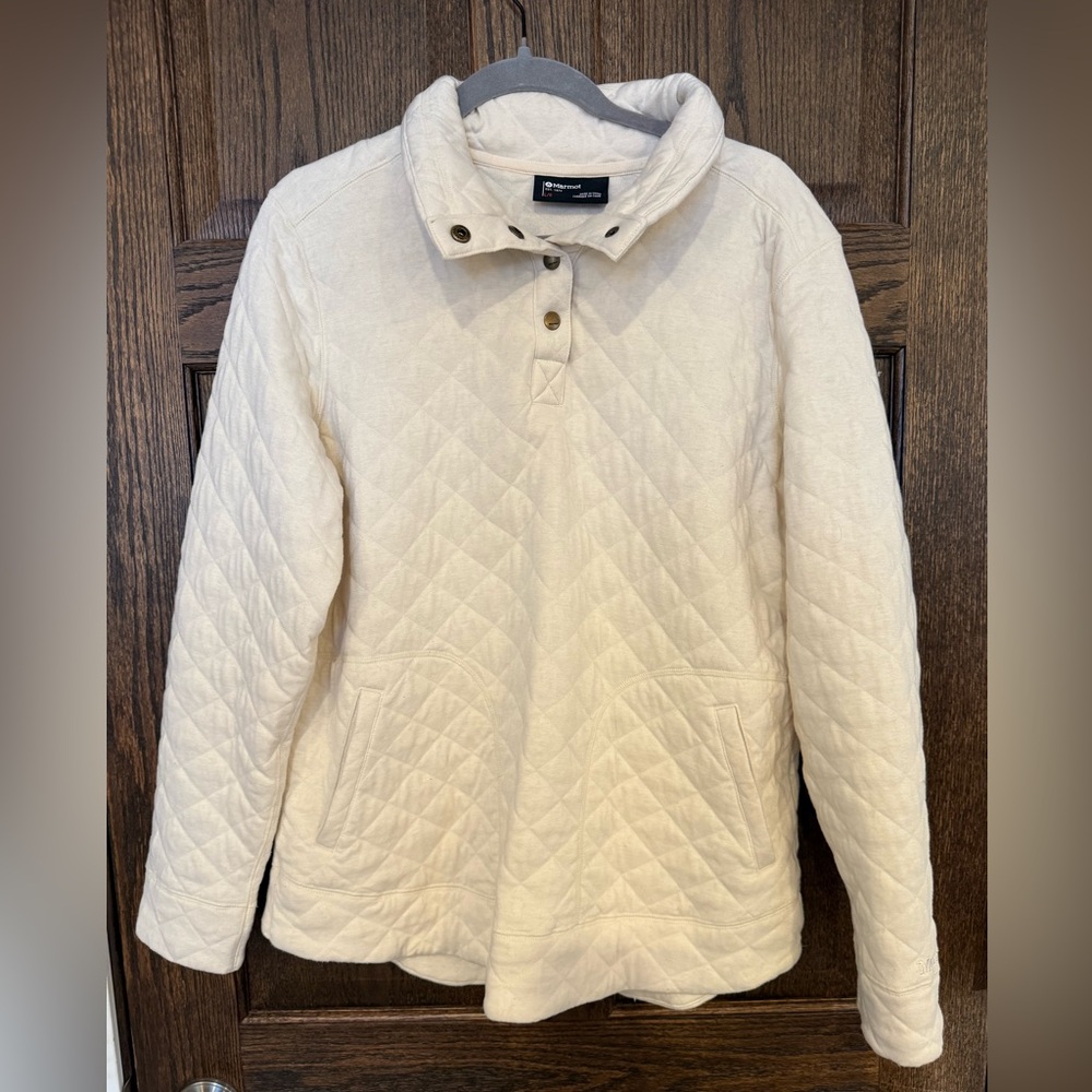 Marmot Off-White Quilted Quarter Snap Pullover With Brass Snaps